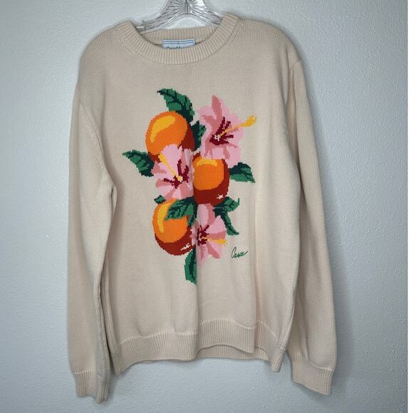 NWT Casablanca Cream Kapalia Oranges Graphic Intarsia Knit Sweater XXL - Picture 2 of 14